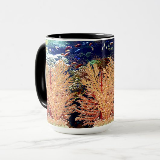 Tropische vis kleurrijk koraalrif diepblauw mok (Voorkant links)