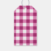 Tropische Vis, Magenta Gingham Gelukkige 1e Verjaa Cadeaulabel (Achterkant)