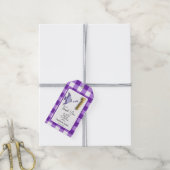Tropische Vis, Paarse Gingham Verjaardag Bedankt Cadeaulabel (Met Touw)
