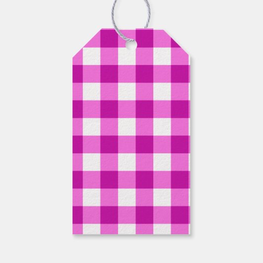 Tropische Vis, Roze Gingham Gelukkige 1e Verjaarda Cadeaulabel (Achterkant)