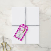 Tropische Vis, Roze Gingham Verjaardag Bedankt Cadeaulabel (Met Touw)