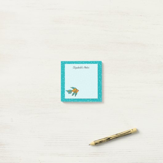 Tropische Vis Sinaasappel en Blauw Gepersonaliseer Post-it® Notes (Op bureau)