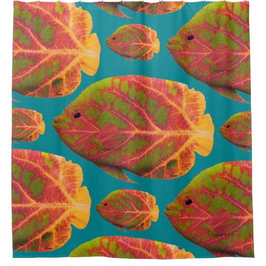 Tropische vis van Aspen Leaf 1 Douchegordijn (Voorkant)