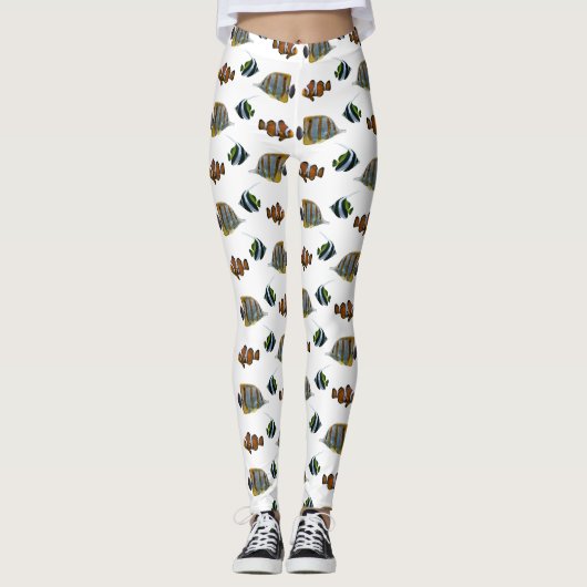 Tropische Vis Vervaagde Leggings (kies kleur) (Voorkant)