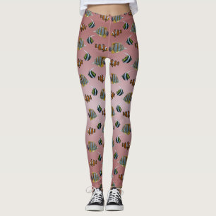 Tropische Vis Vervaagde Leggings (Stoffige Roze Mi