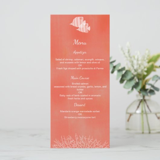 Tropische vis waterverf bruiloft menu (Staand voorkant)