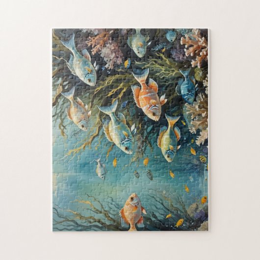 Tropische vis waterverf legpuzzel (Verticaal)