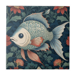 Tropische vis William Morris stijl Aquatic Marine Tegeltje