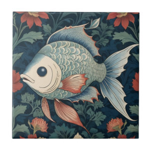 Tropische vis William Morris stijl Aquatic Marine Tegeltje