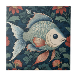 Tropische vis William Morris stijl Ocean Zee Life Tegeltje