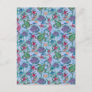 Tropische vis zeepaardschildpad Ocean Art Briefkaart