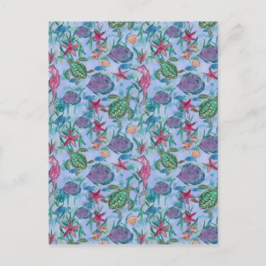 Tropische vis zeepaardschildpad Ocean Art Briefkaart (Voorkant)