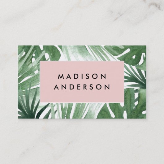 Tropische Visitekaartjes in Blush Pink (Voorkant)