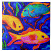 Tropische viskunst tegeltje (Voorkant)