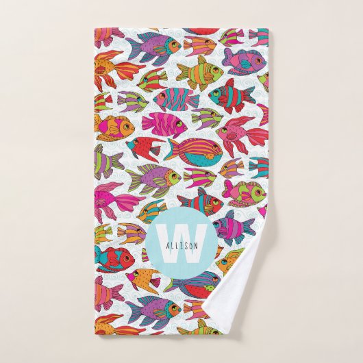 Tropische vismonogramnaam bad handdoek (Handdoek)