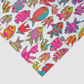 Tropische visroze Turquoise Green Pattern Tissuepapier (Detail)