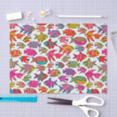 Tropische visroze Turquoise Green Pattern Tissuepapier (Craft)