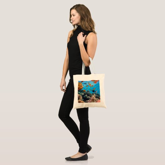 Tropische visscène onder water tote bag (Voorkant (model))