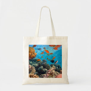 Tropische visscène onder water tote bag