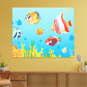 Tropische vissen Aquarium 3-panelkunst Canvas Afdruk (Insitu (Woonkamer))