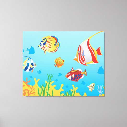 Tropische vissen Aquarium 3-panelkunst Canvas Afdruk (Voorkant)