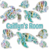 Tropische vissen en Zeeen schildpadden Sticker (Voorkant)