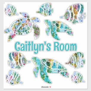 Tropische vissen en Zeeen schildpadden Sticker