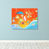 Tropische vissen in de oceaan Canvas (Insitu (Houten vloer))