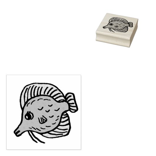 Tropische vissen in de schattige Oceaan Rubberstempel (Gestempeld)