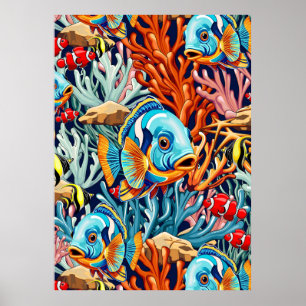 Tropische Vissen Kleurrijke Zomer Sfeer Poster