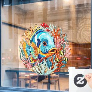 Tropische Vissen Kleurrijke Zomer Vibes Raamsticker