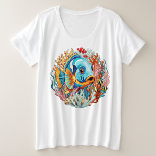 Tropische Vissen Kleurrijke Zomerstemming Grote Maat T-shirt