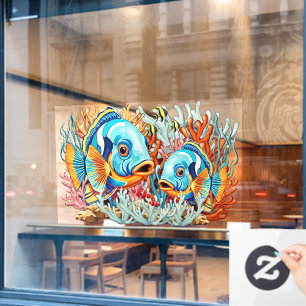 Tropische Vissen Kleurrijke Zomerstemming Raamsticker