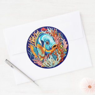 Tropische Vissen Kleurrijke Zomerstemming Ronde Sticker