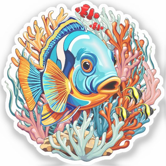 Tropische Vissen Kleurrijke Zomerstemming Sticker (Voorkant)