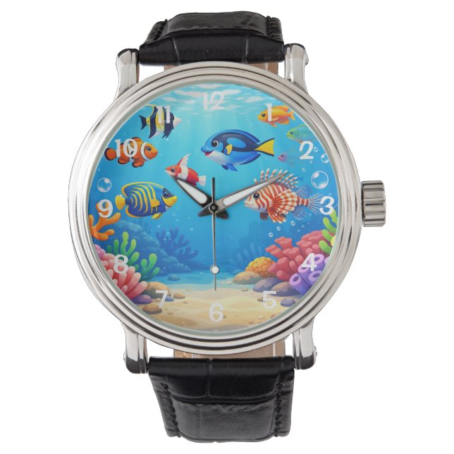 Tropische Vissen Kom  Horloge (Voorkant)