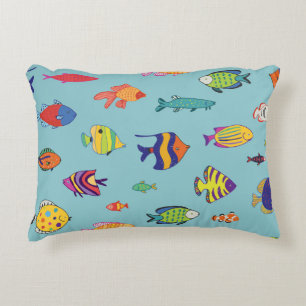 Tropische vissen,  lijnpatroon accent kussen