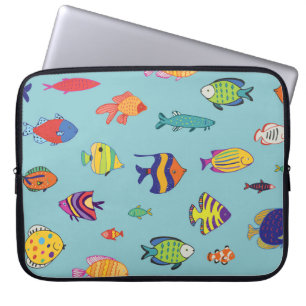 Tropische vissen, lijnpatroon laptop sleeve