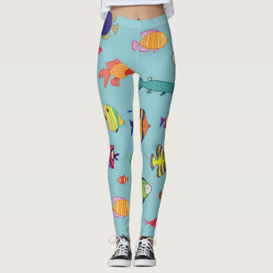 Tropische vissen,  lijnpatroon leggings
