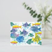 Tropische vissen met de blauwe Zee van de Middella Briefkaart (Staand voorkant)