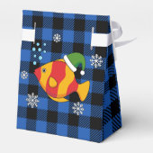 Tropische Vissen op Blauw Buffelpatroon | Tekst to Bedankdoosjes (Achterkant)