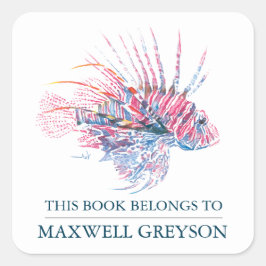 Tropische vissen terug naar school Kind Bookplate Vierkante Sticker