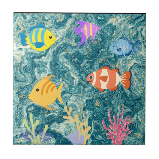 tropische vistank aqarium tegeltje (Voorkant)