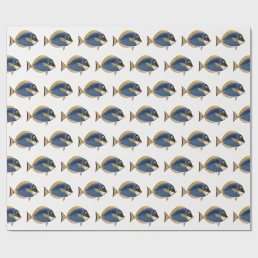  Tropische vistekening Blauwe Goudweefselpap Cadeaupapier (Vlak)