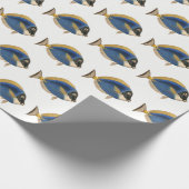  Tropische vistekening Blauwe Goudweefselpap Cadeaupapier (Hoek)