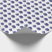  tropische vistekening Blauwe streep Cadeaupapier (Hoek)