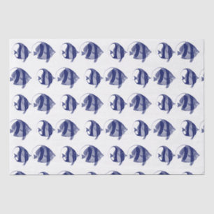  tropische vistekening Blauwe streep Tissuepapier