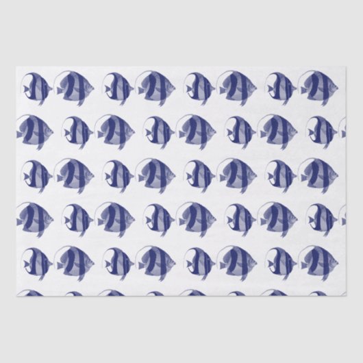  tropische vistekening Blauwe streep Tissuepapier (Voorkant)