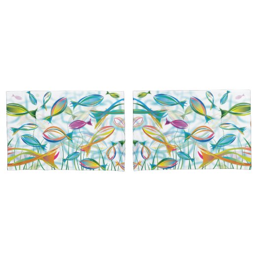 Tropische viszwemmen in de Blauwe Oceaan Kussensloop (Voorkant-Set)