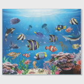 Tropische viszwemmen zeebed cadeaupapier (Vlak)